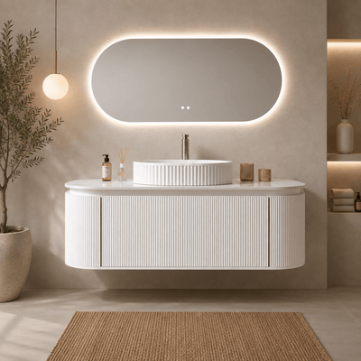Móvel de banheiro Orvena 140 cm com pia e espelho LED - Vintahome