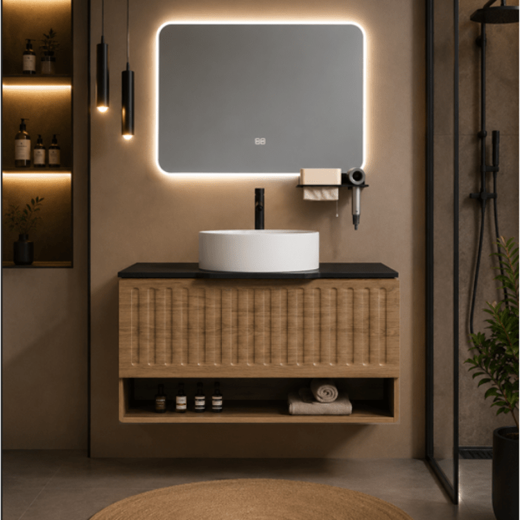 Mueble de Baño Yuri 80 cm con Espejo LED y Lavabo Cerámico - Vintahome