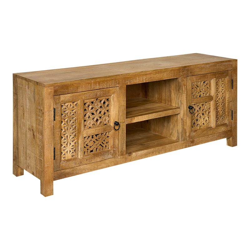 Mueble TV madera de mango tallado Peris - Vintahome