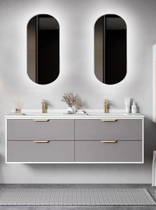 Mueble de baño 2 lavabos y 2 espejos led Nubio 120