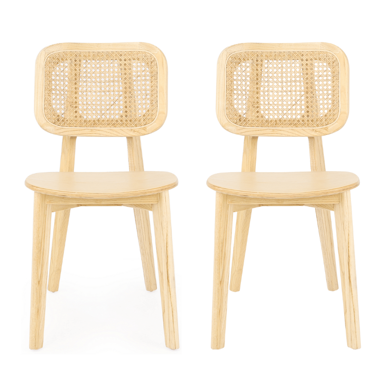 Pack 2 Silla de comedor de madera y chesca Selman natural new - Vintahome