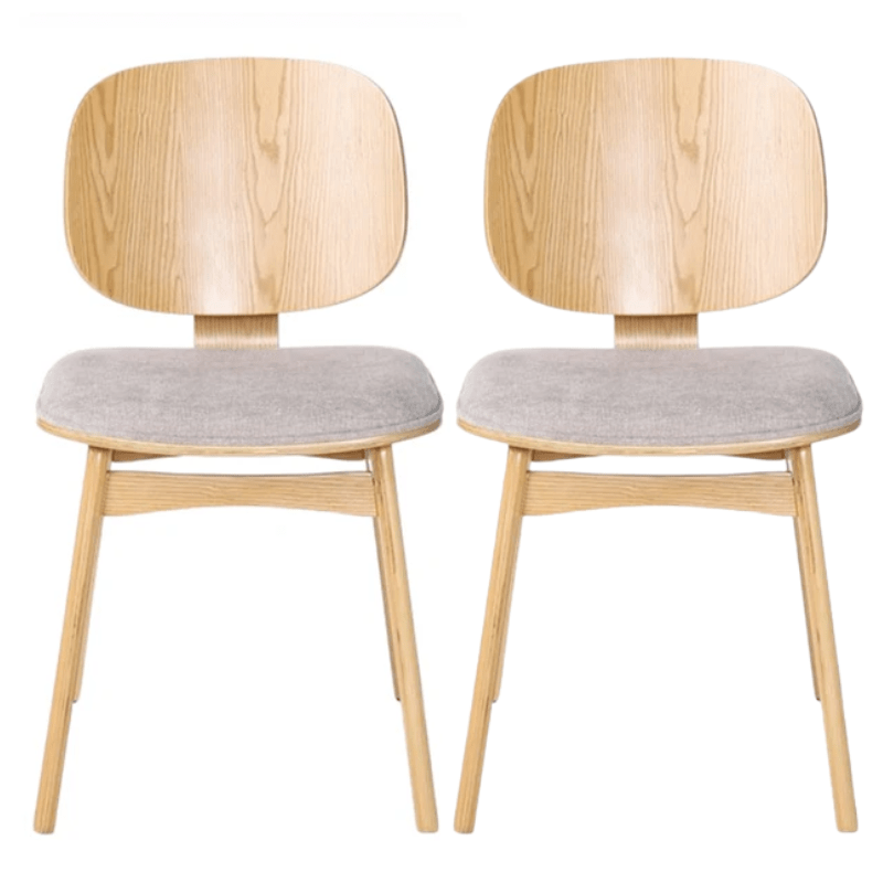 Pack 2 Silla de comedor de madera y tapizado Everly natural - Vintahome