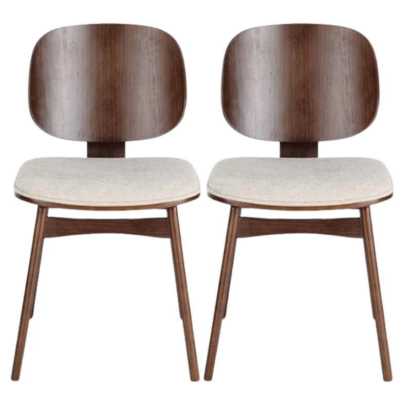 Pack 2 Silla de comedor de madera y tapizado Everly nogal - Vintahome