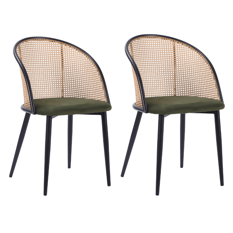 Pack 2 Sillas de comedor bistró ratán asiento tapizado Muler - Vintahome