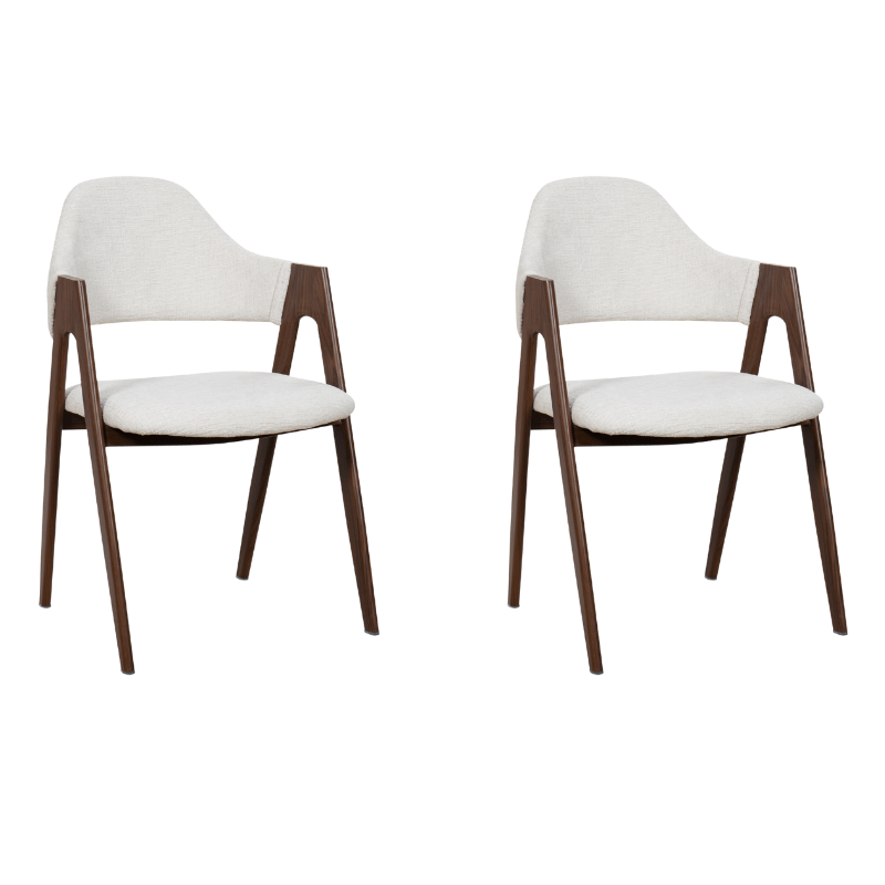 Pack 2 Sillas de comedor con brazos nórdica Loira beige - Vintahome