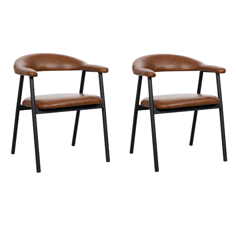 Pack 2 Sillas de comedor nórdica Aren marrón vintage - Vintahome