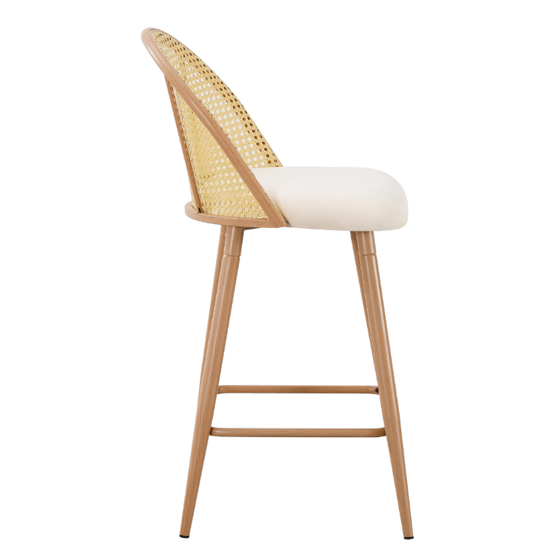 Confezione da 2 sgabelli da bistrot in rattan sedile imbottito Muler Natural 65 cm - Liquidazione - Vintahome