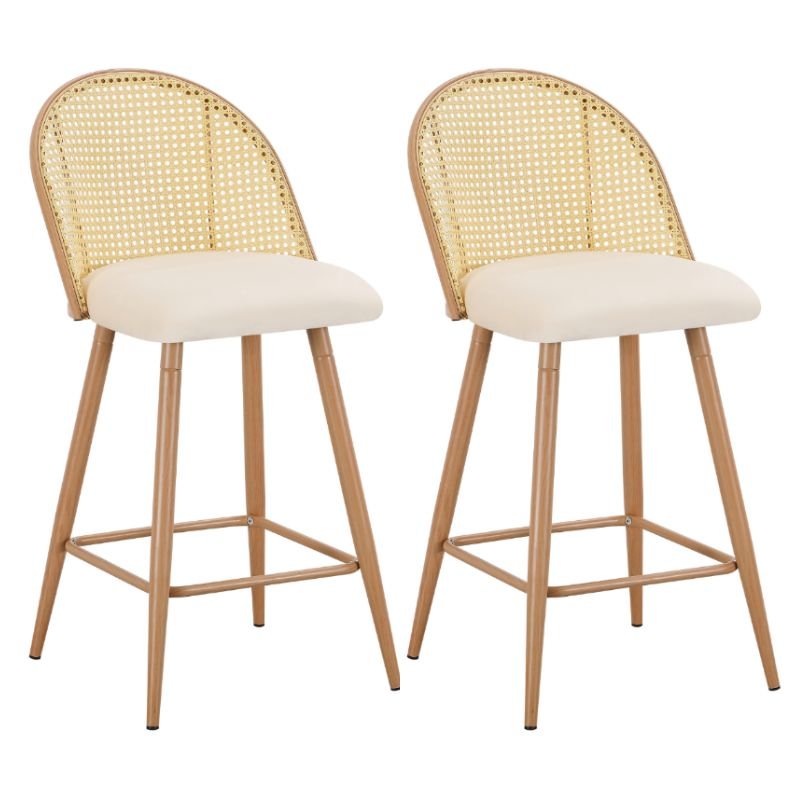 Pack 2 Taburetes bistró ratán asiento tapizado Muler Natural 65cms - Liquidación - Vintahome