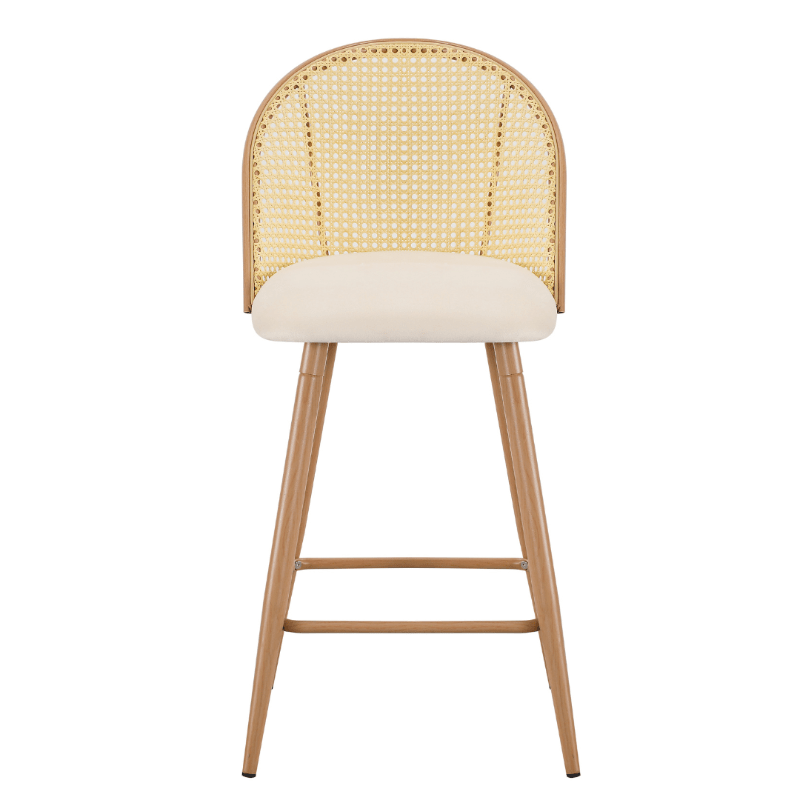 Pack 2 Taburetes bistró ratán asiento tapizado Muler Natural 65cms - Liquidación - Vintahome