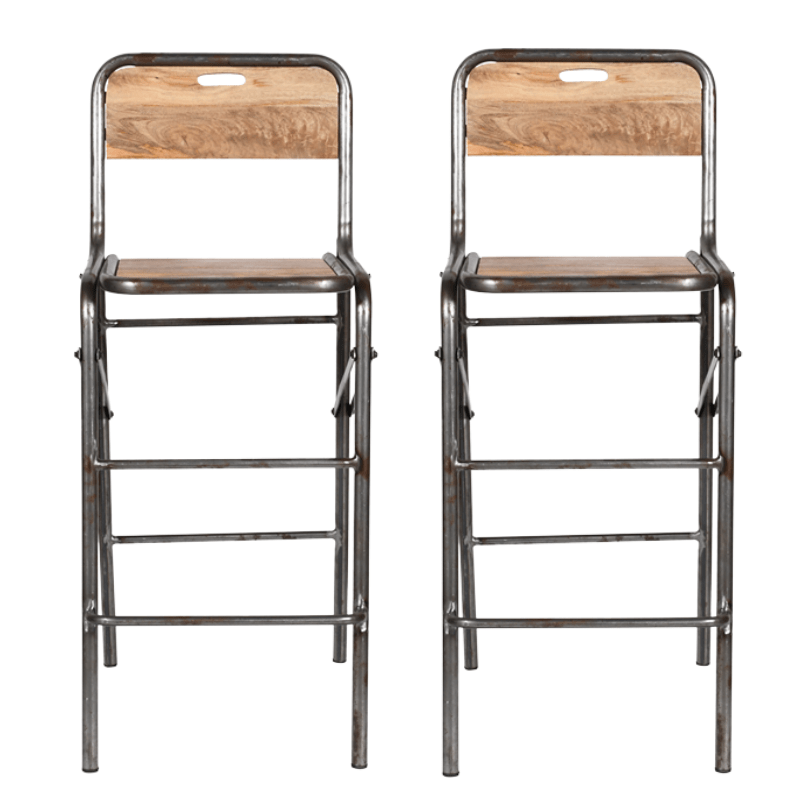 Pack 2 Taburetes de bar industrial plegable Inda - Vintahome