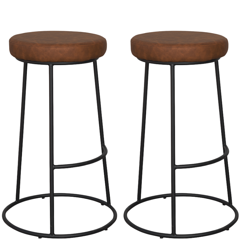 Pack 2 Taburetes de bar piel ecológica marrón California - Vintahome