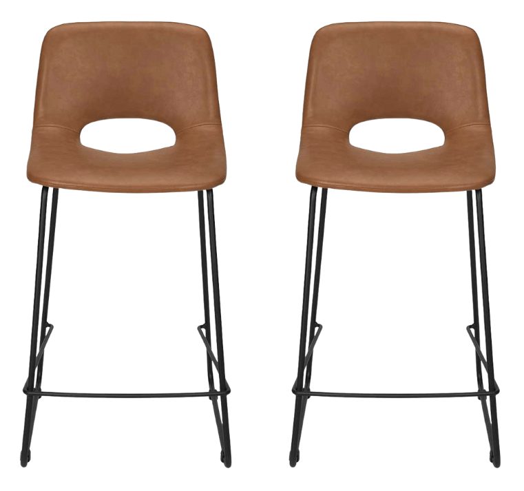 Pack 2 Taburetes de bar semipiel H65cms Lewis - Vintahome