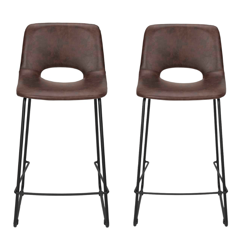 Pack 2 Taburetes de bar semipiel H65cms Lewis - Vintahome