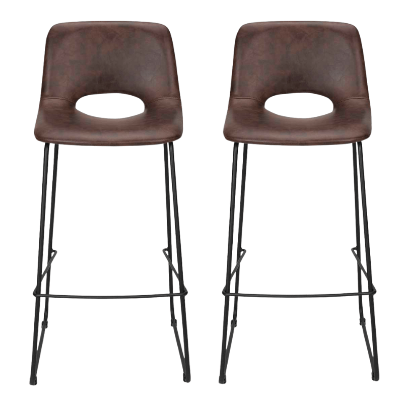 Pack 2 Taburetes de bar semipiel H75cms Lewis - Vintahome