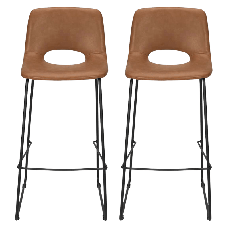 Pack 2 Taburetes de bar semipiel H75cms Lewis - Vintahome
