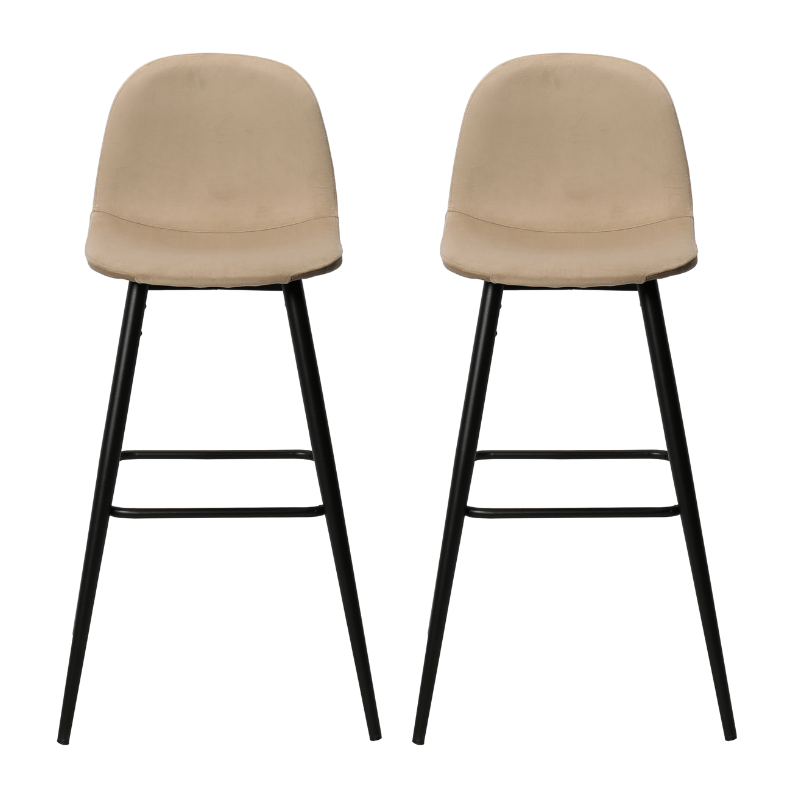 Pack 2 Taburetes de bar terciopelo H75cms Bravus - Vintahome