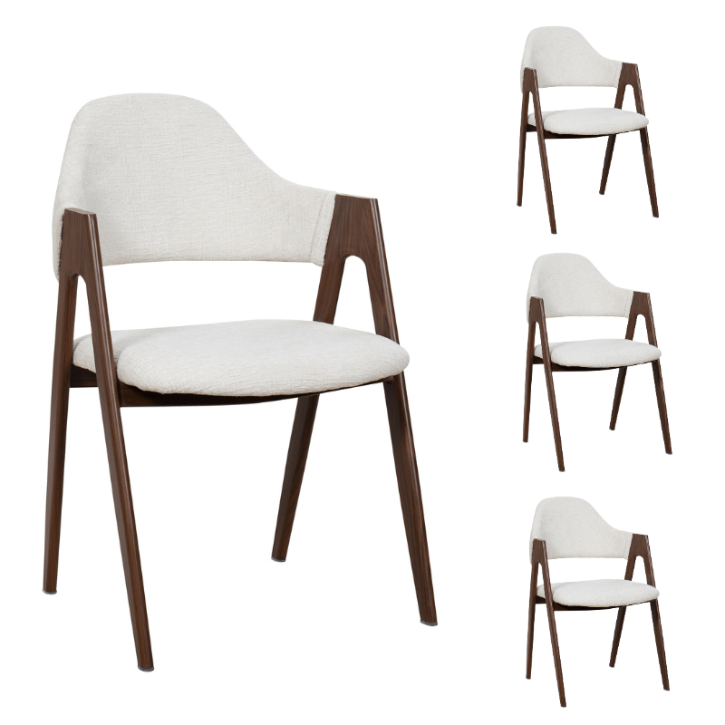 Pack 4 Silla de comedor con brazos nórdica Loira beige - Vintahome