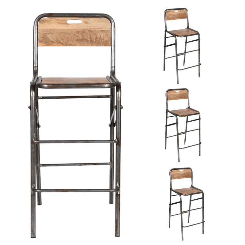 Pack 4 Taburetes de bar industrial plegable Inda - Vintahome