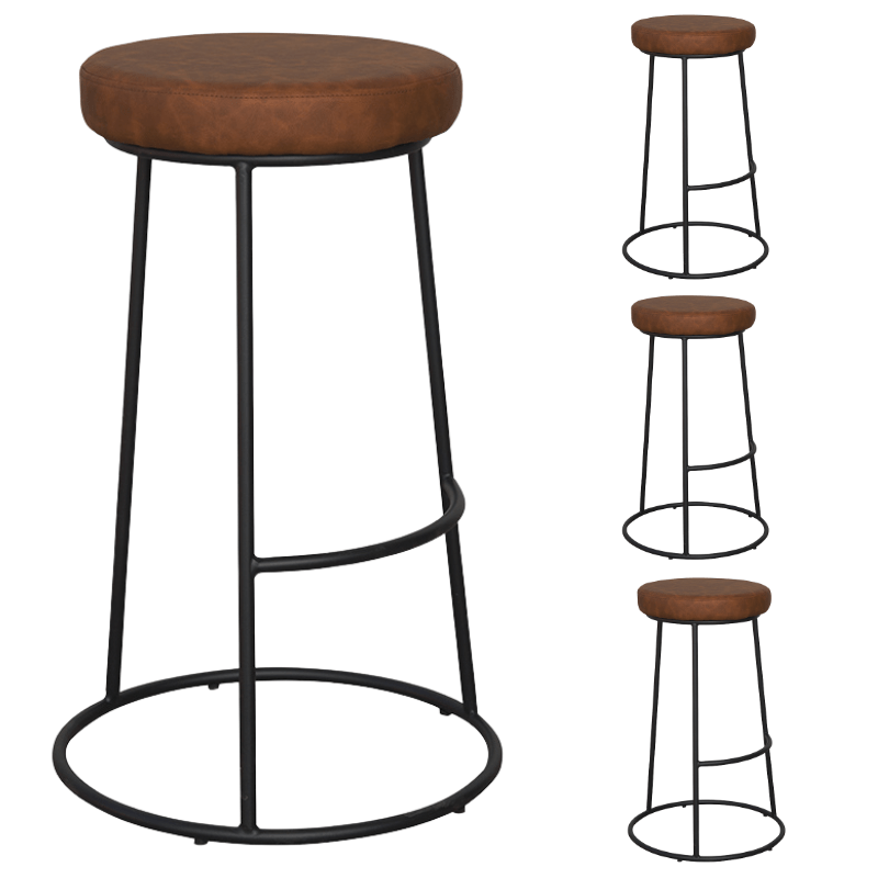 Pack 4 Taburetes de bar piel ecológica marrón California - Vintahome