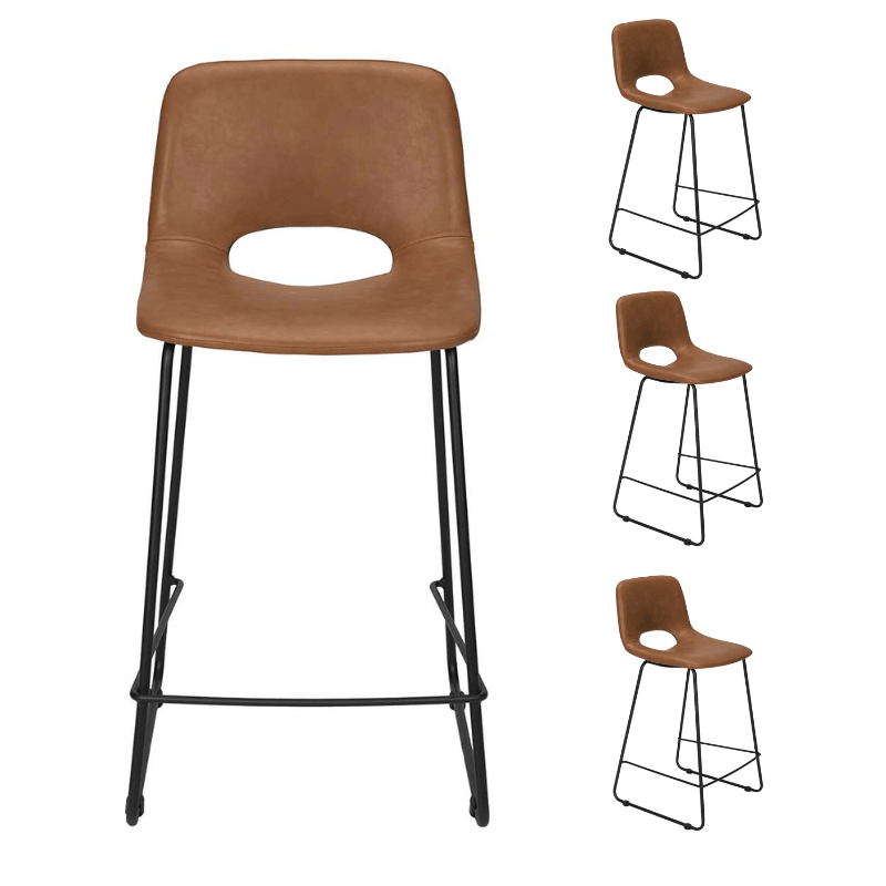 Pack 4 Taburetes de bar semipiel H65cms Lewis - Vintahome