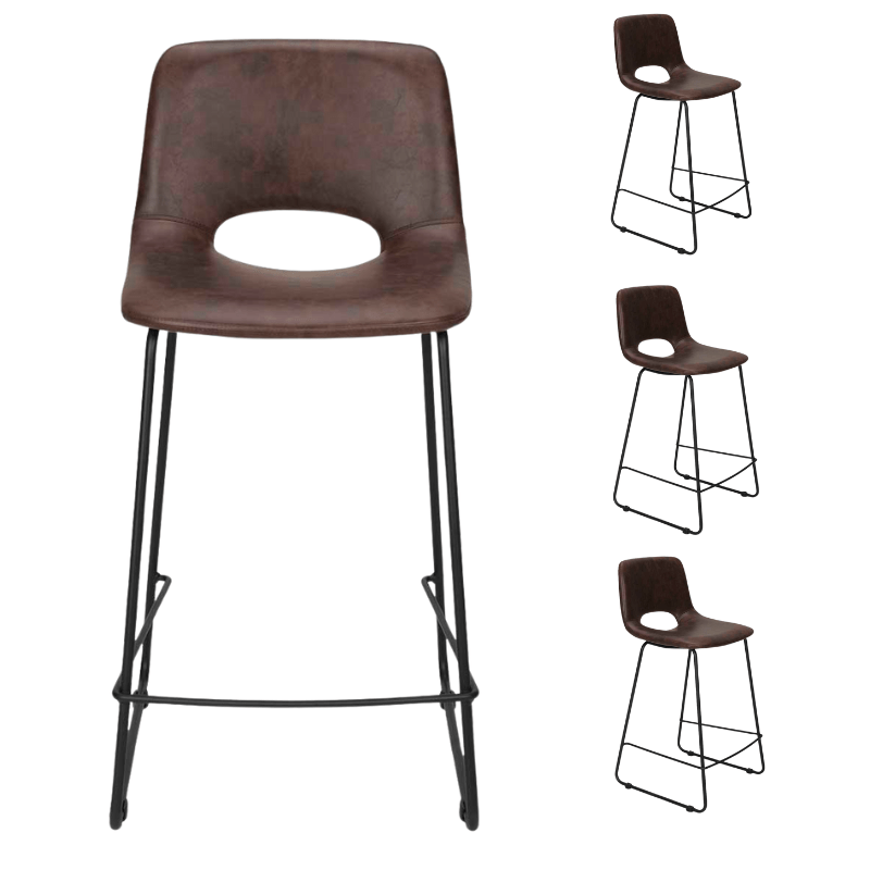 Pack 4 Taburetes de bar semipiel H65cms Lewis - Vintahome