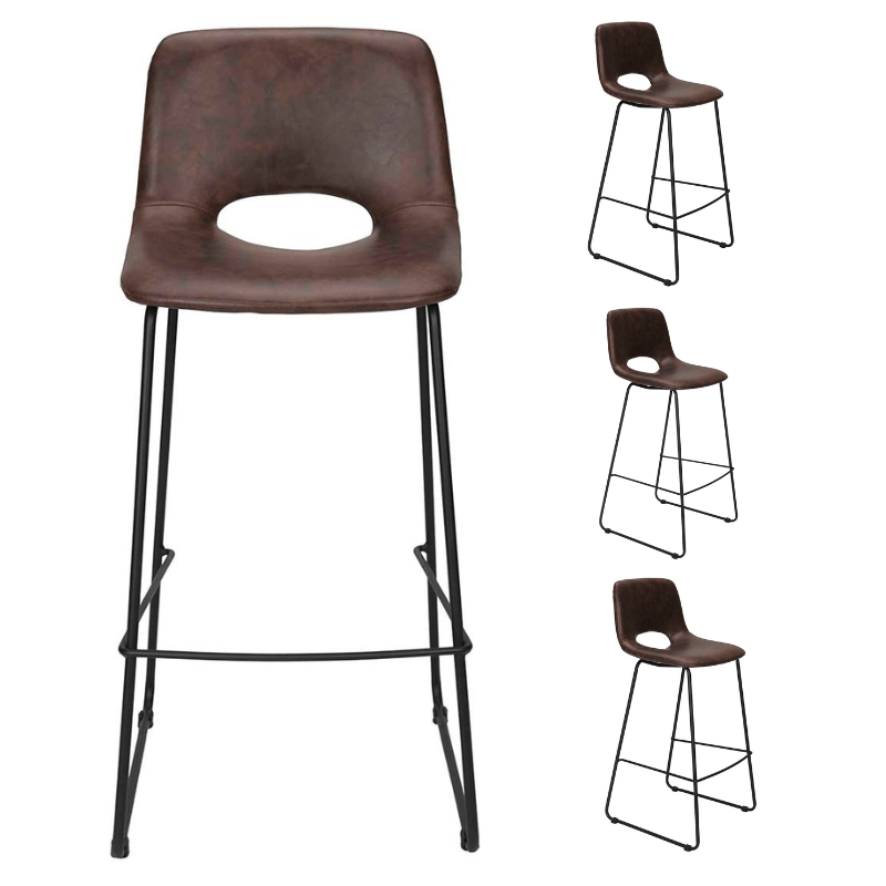 Pack 4 Taburetes de bar semipiel H75cms Lewis - Vintahome