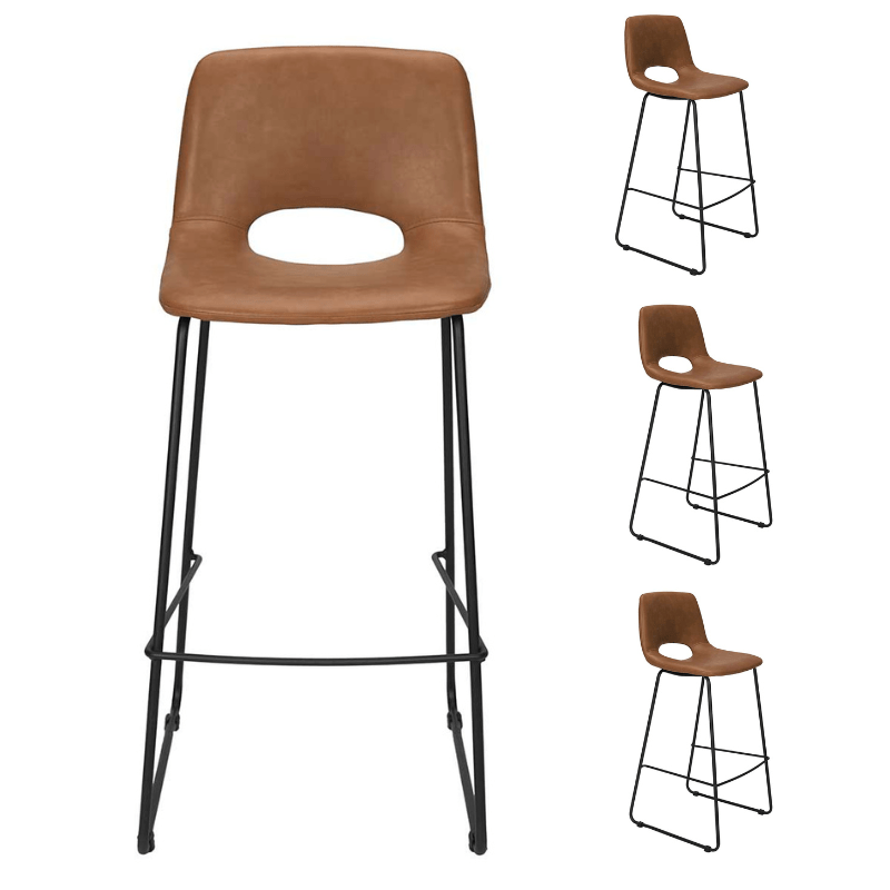 Pack 4 Taburetes de bar semipiel H75cms Lewis - Vintahome