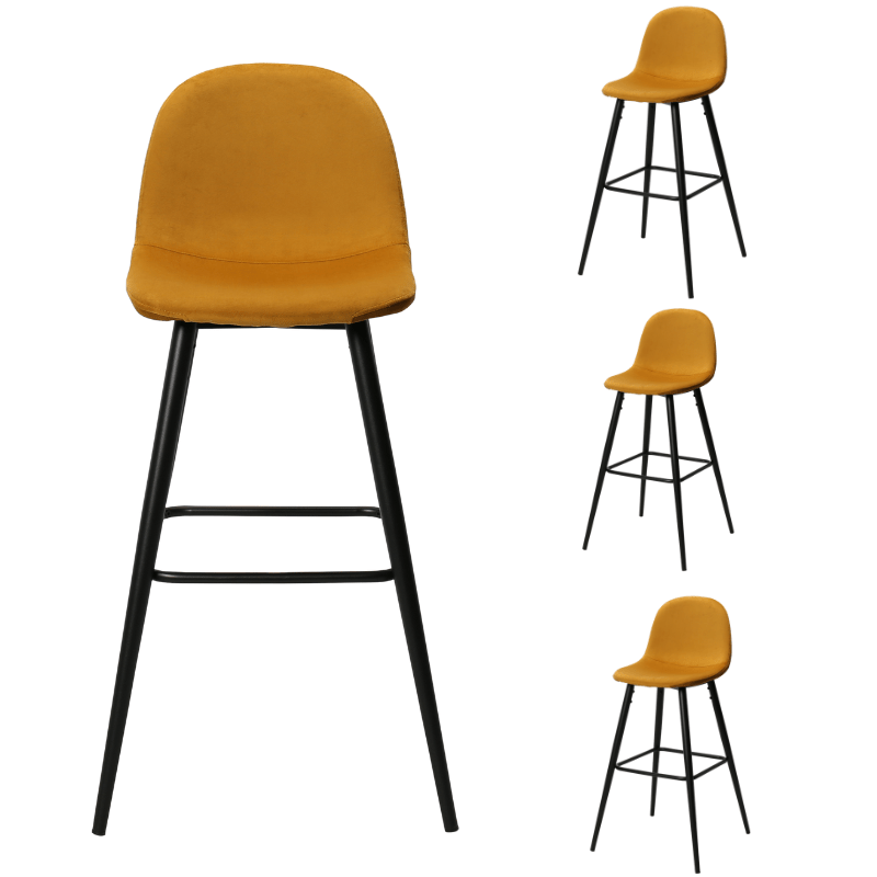 Pack 4 Taburetes de bar terciopelo H75cms Bravus - Vintahome