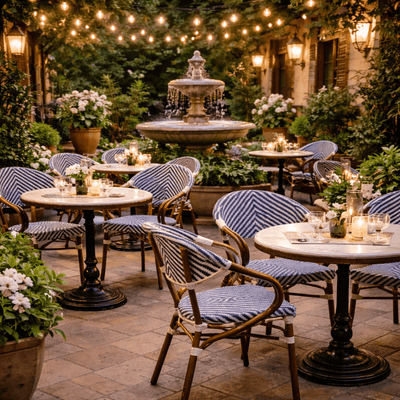 Paris Montmartre Blauwe Bistrostoel met Armleuningen - Vintahome