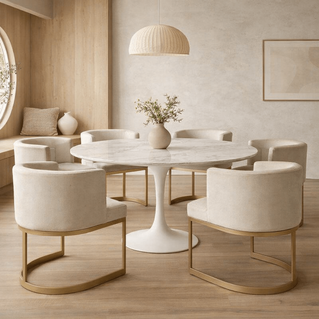 Silla butaca de comedor acero dorado y terciopelo Mia - Vintahome