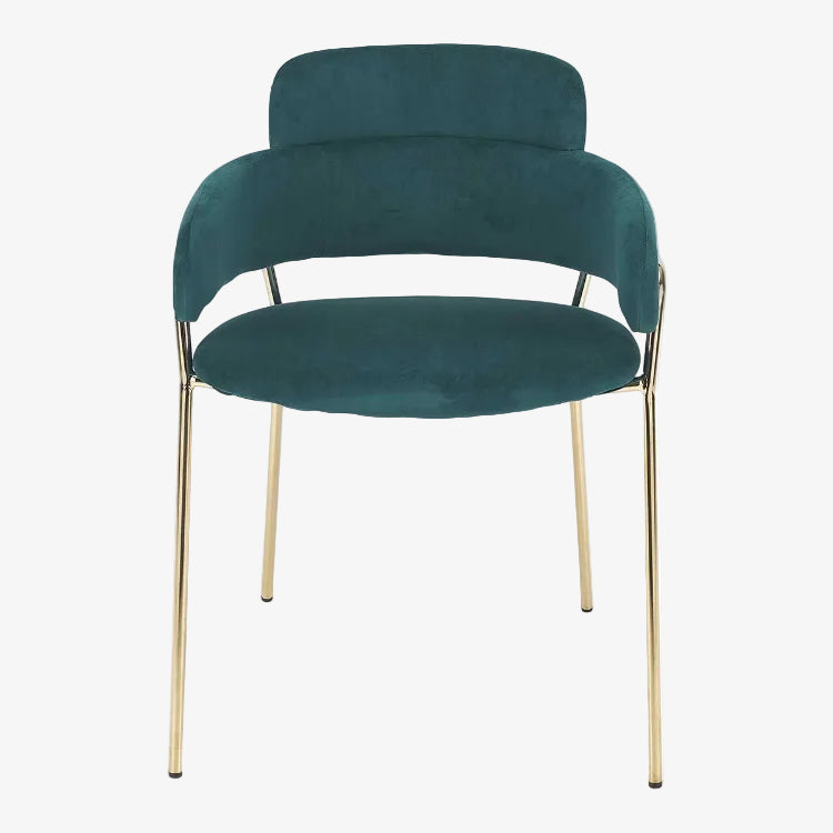Cadeira de jantar Carol turquesa dourada em veludo
