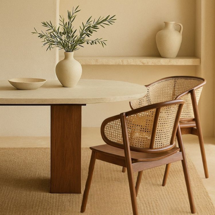 Silla comedor nórdica madera y ratán Greta - Vintahome