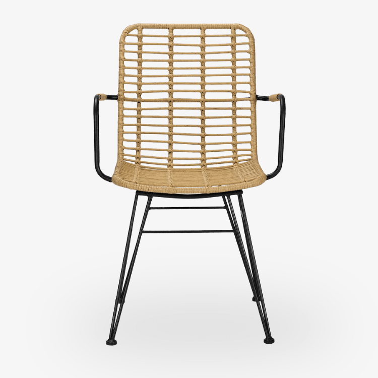 Silla comedor ratán Yako con brazos natural - Vintahome