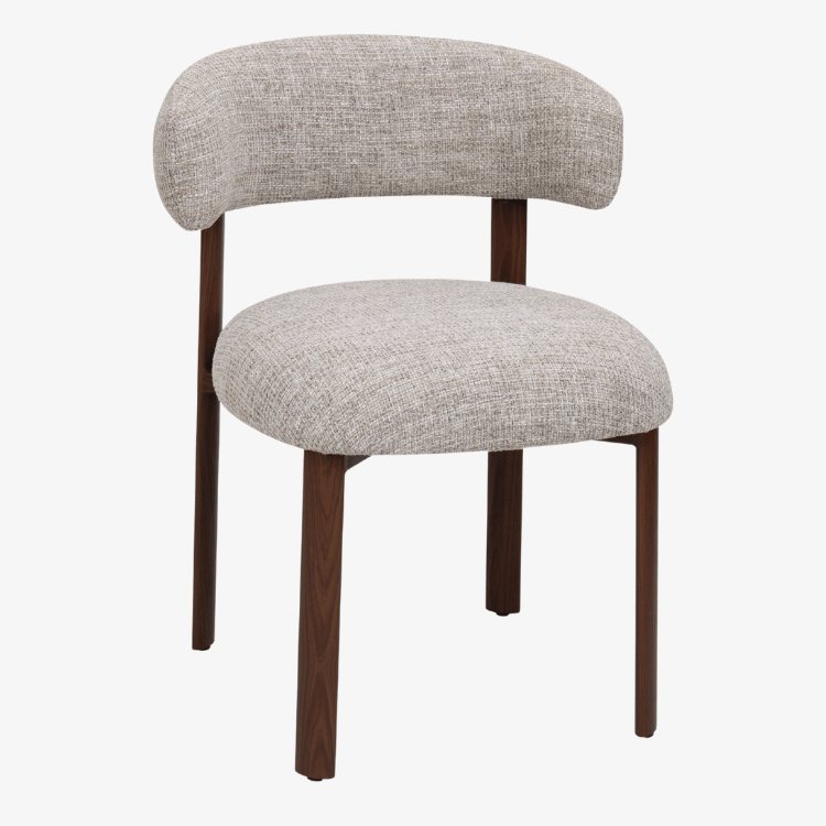 Silla de comedor AUREN tapizada beige acabado nogaL - Vintahome