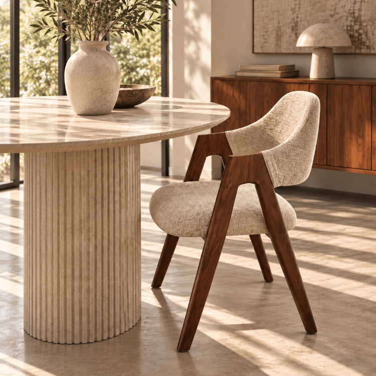 Silla de comedor con brazos nórdica Loira beige - Vintahome