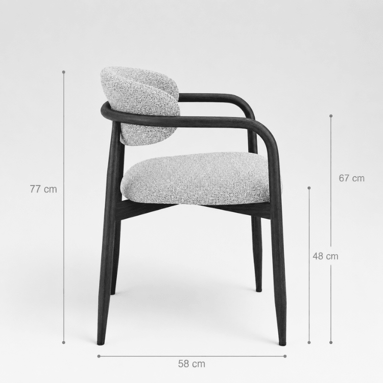 Silla de Comedor con Brazos Olimpo Tapizada en Madera de Nogal - Vintahome