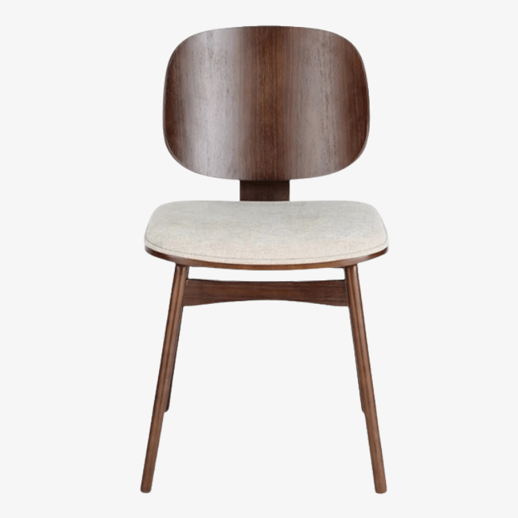 Silla de comedor de madera y tapizado Everly nogal - Vintahome