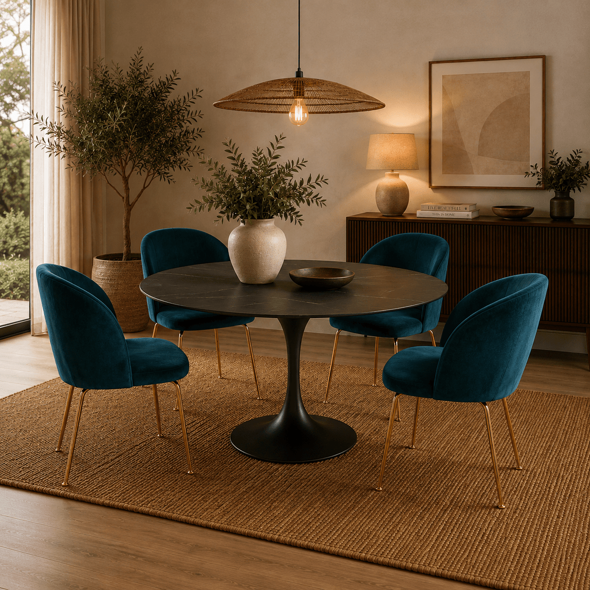 Silla de comedor dorada terciopelo Nela - Vintahome