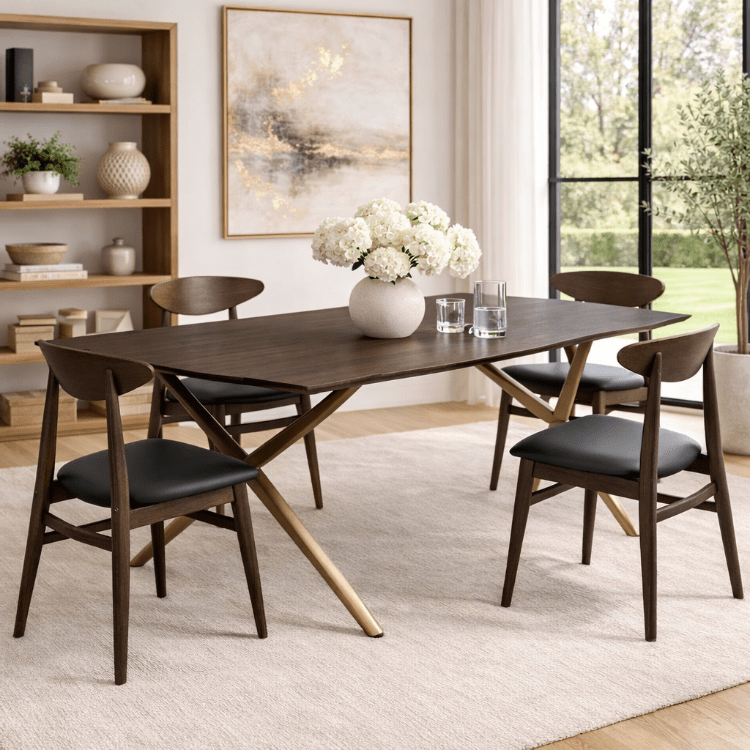 Silla de comedor estilo danés nogal Dalma - Vintahome