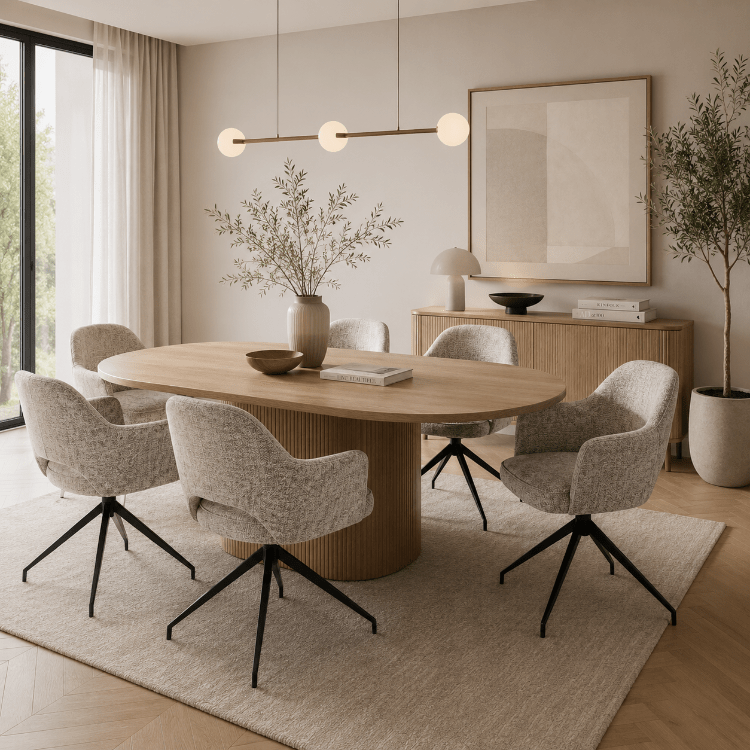 Silla de comedor giratoria Nikola chenilla taupe - Vintahome
