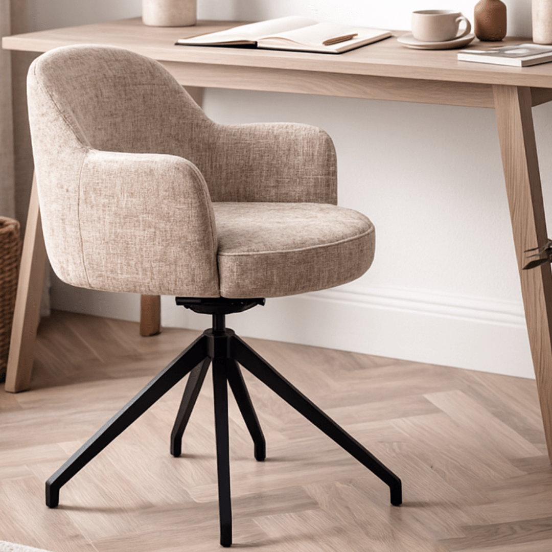 Silla de comedor giratoria Nikola chenilla taupe - Vintahome