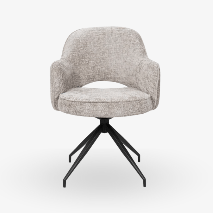 Silla de comedor giratoria Nikola chenilla taupe - Vintahome