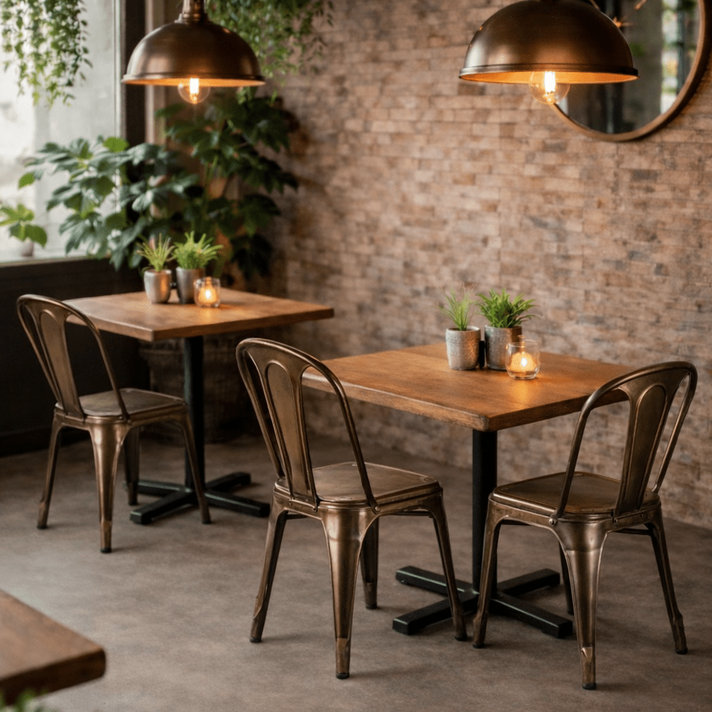 Silla de comedor industrial Marays asiento madera - Vintahome