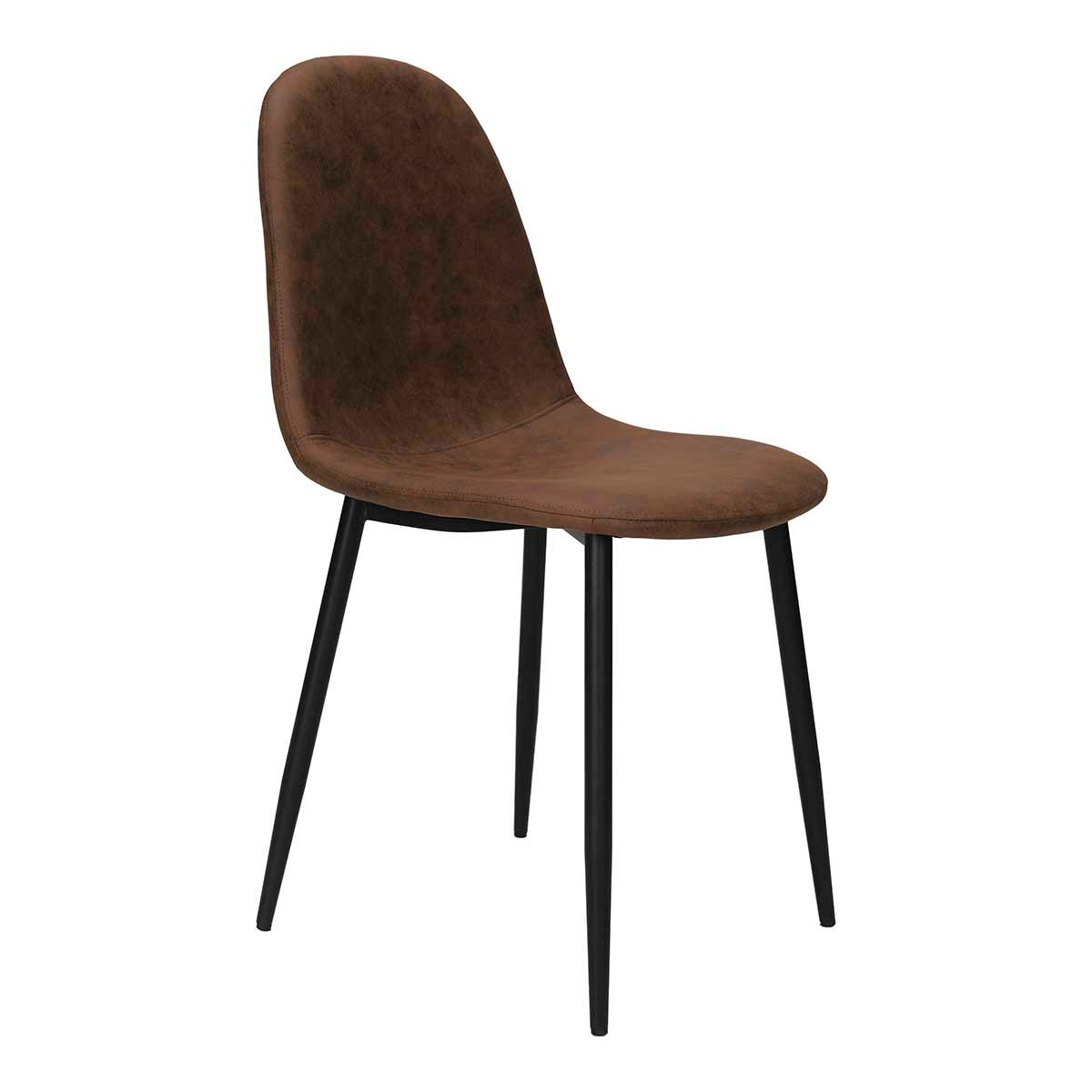 Silla de comedor metal negro microfibra marrón Manila