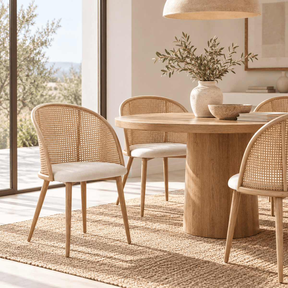 Silla de comedor Natural asiento beige Muler - Vintahome