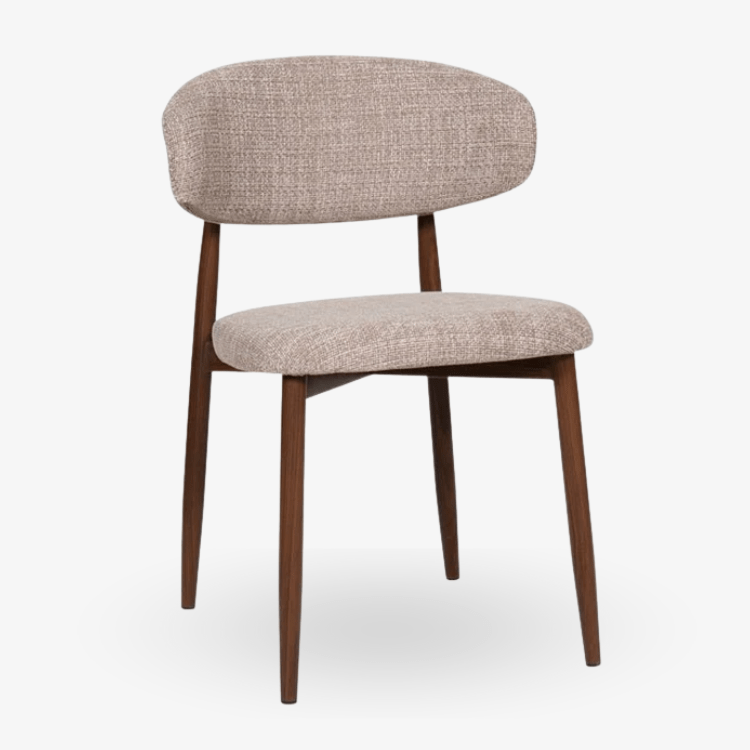 Silla de comedor nórdica acero nogal Olimpo beige - Vintahome