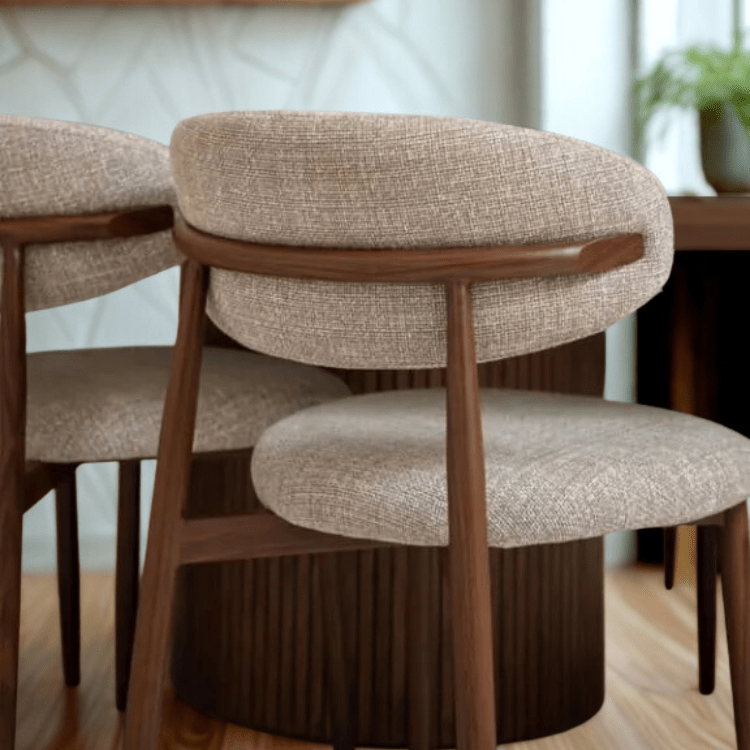 Silla de comedor nórdica acero nogal Olimpo beige - Vintahome