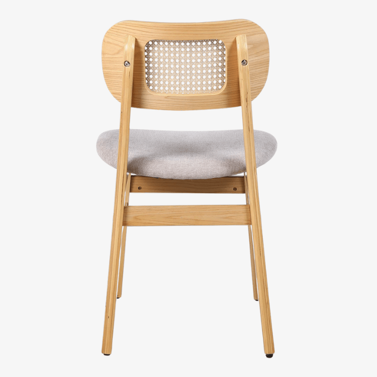 Silla de comedor nórdica madera y ratán Nantes - Vintahome