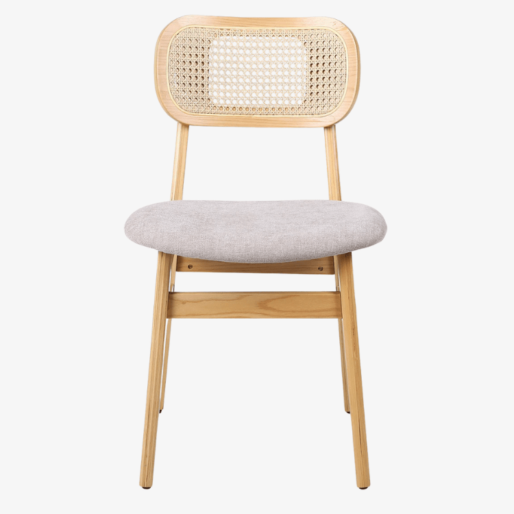 Silla de comedor nórdica madera y ratán Nantes - Vintahome