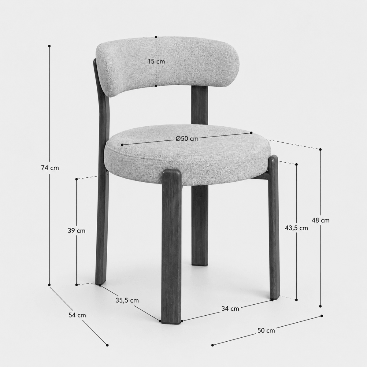 Sedia da pranzo nordica Soren imbottita color noce - Vintahome